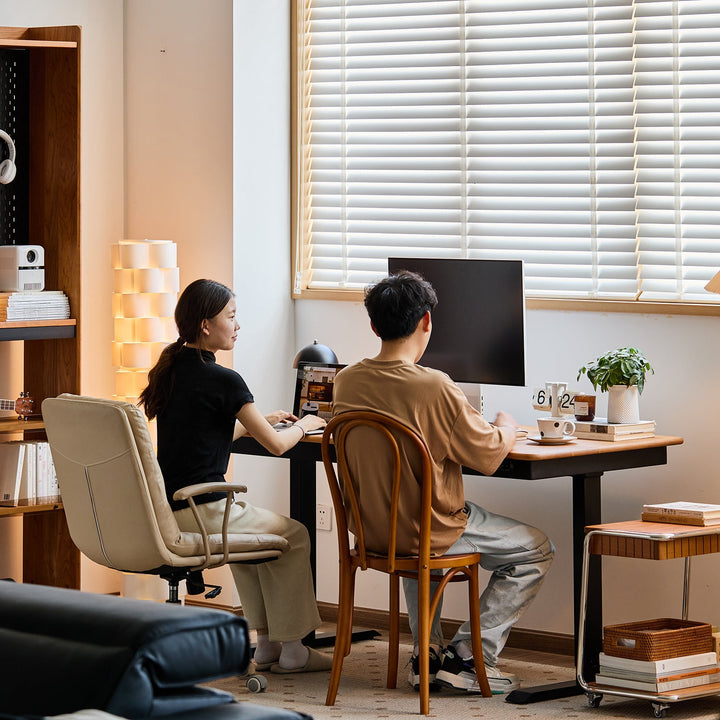 Scandinavian Cherry Wood Electric Height Adjustable Study Table KAZAMA