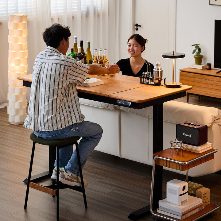 Scandinavian Cherry Wood Electric Height Adjustable Study Table KAZAMA