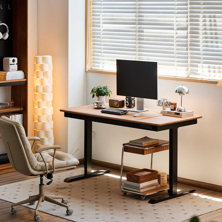 Scandinavian Cherry Wood Electric Height Adjustable Study Table KAZAMA