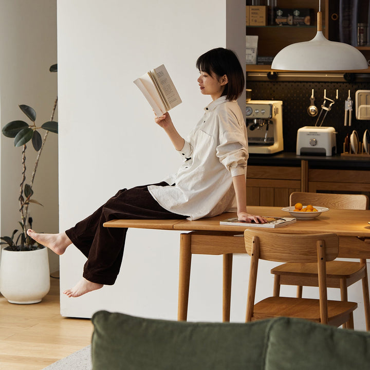 Scandinavian Oak Wood Extendable Dining Table MCGEE