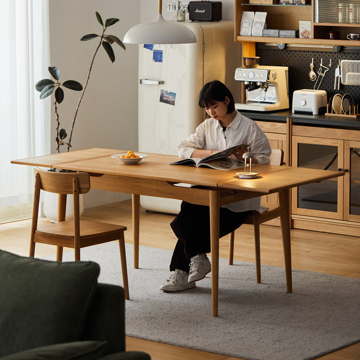 Scandinavian Oak Wood Extendable Dining Table MCGEE