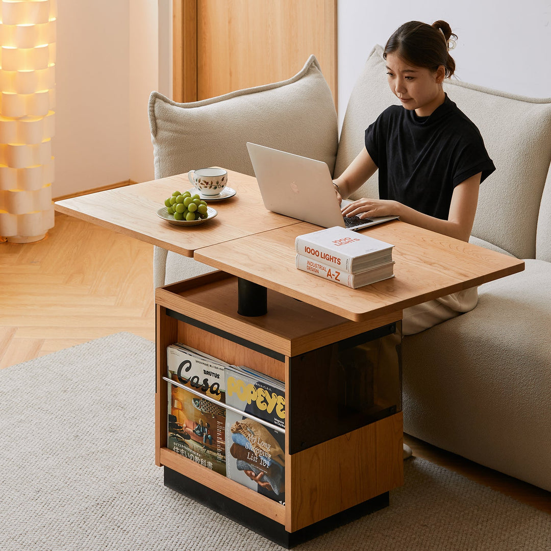 Scandinavian Cherry Wood Extendable Height Adjustable Coffee Table MIRROR LAKE