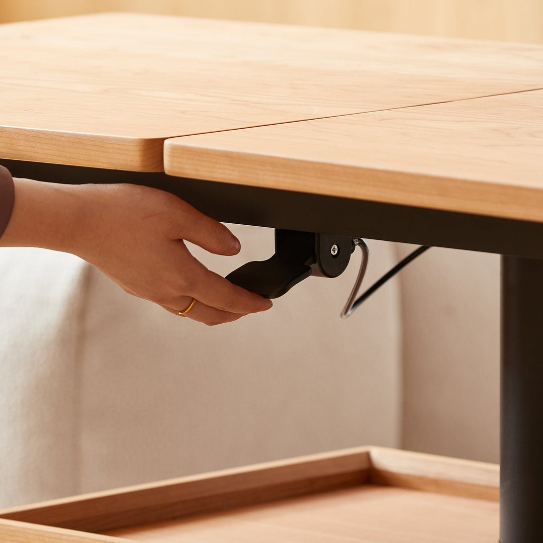 Scandinavian Cherry Wood Extendable Height Adjustable Coffee Table MIRROR LAKE