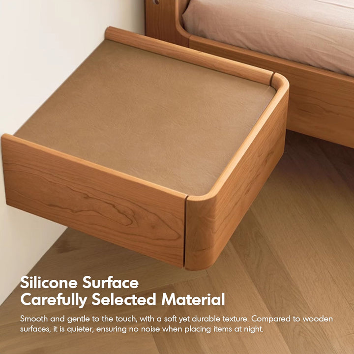 Scandinavian Cherry Wood Microfiber Leather Hanging Side Table LUNA