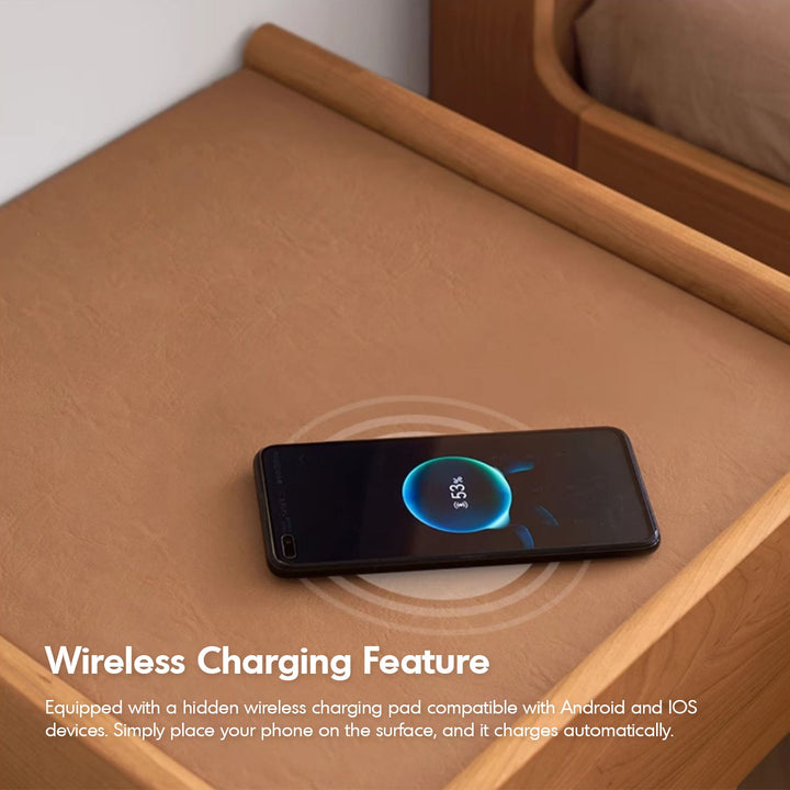 Scandinavian Cherry Wood Microfiber Leather Hanging Side Table LUNA