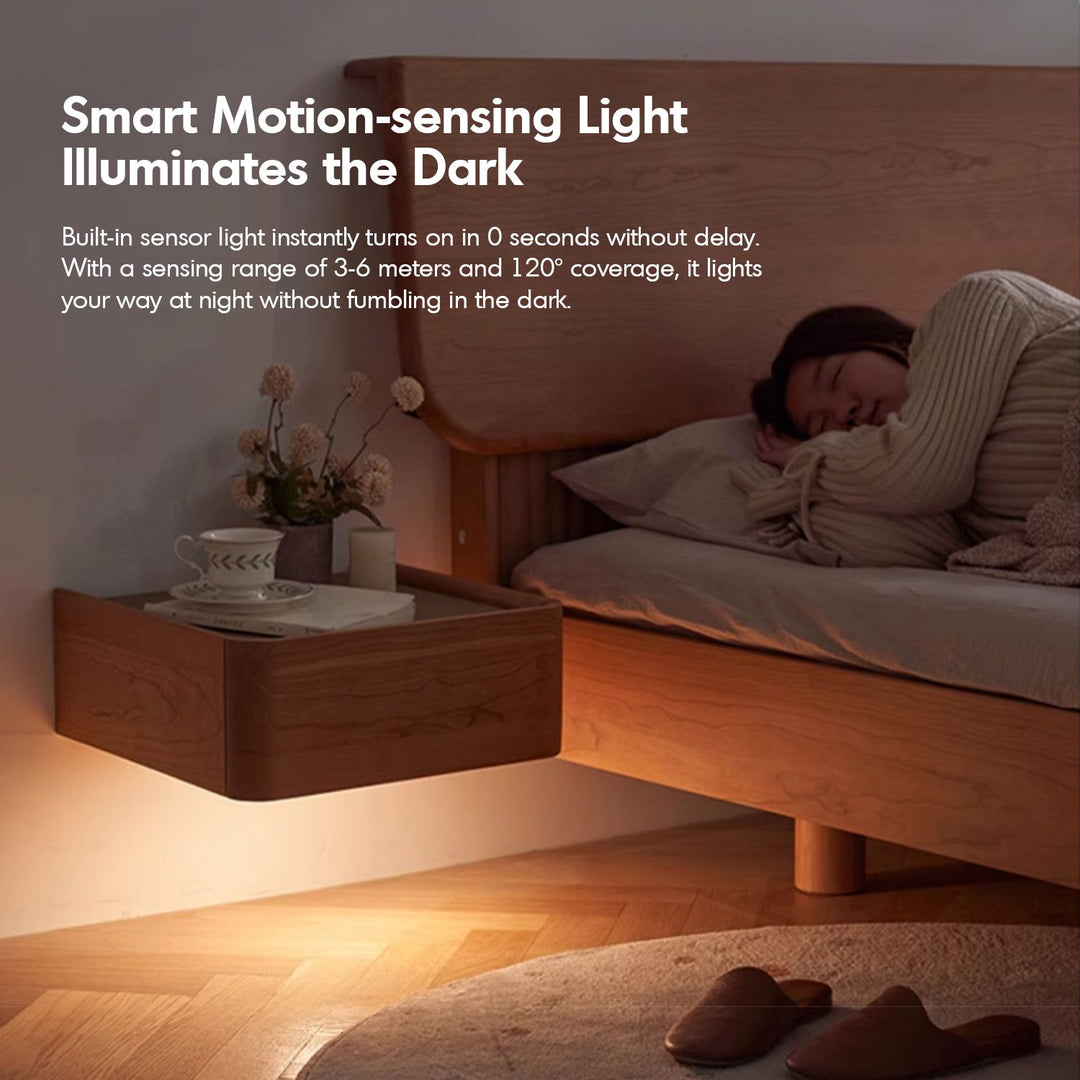 Scandinavian Cherry Wood Microfiber Leather Hanging Side Table LUNA