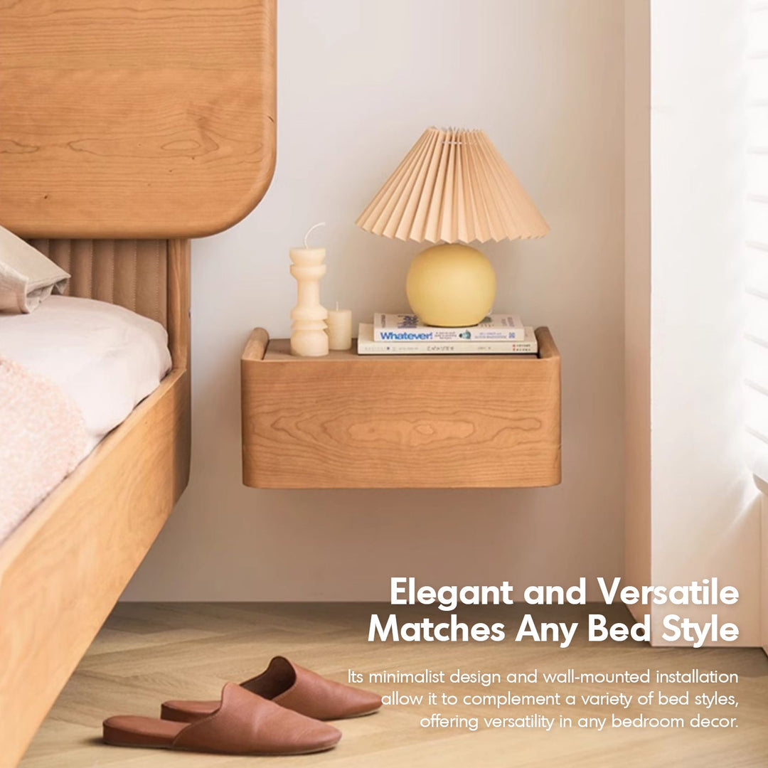 Scandinavian Cherry Wood Microfiber Leather Hanging Side Table LUNA