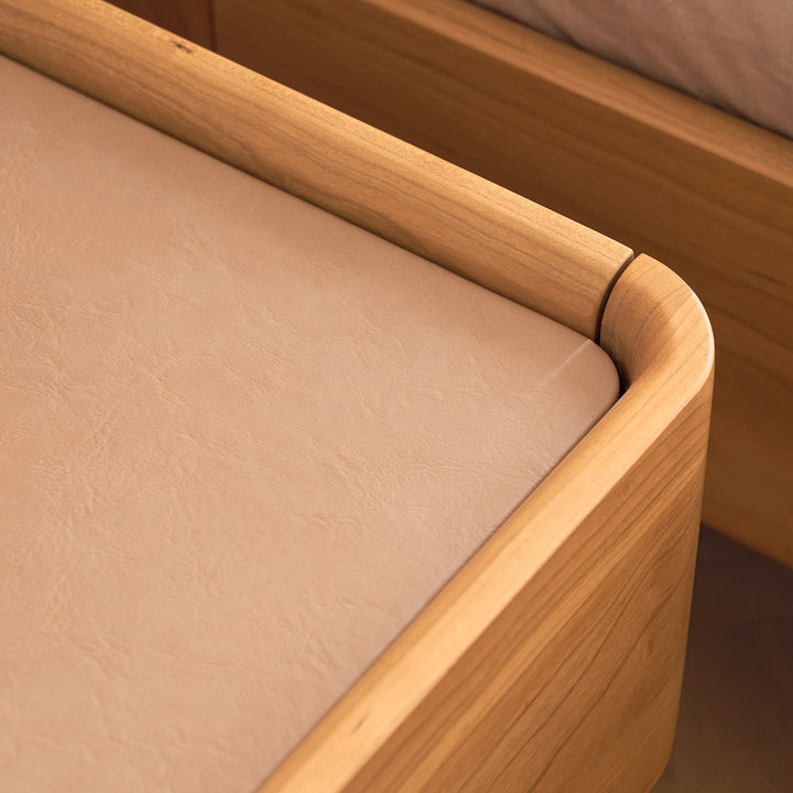 Scandinavian Cherry Wood Microfiber Leather Hanging Side Table LUNA