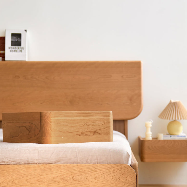 Scandinavian Cherry Wood Microfiber Leather Hanging Side Table LUNA