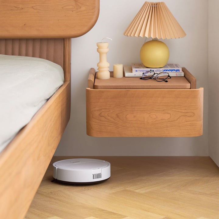 Scandinavian Cherry Wood Microfiber Leather Hanging Side Table LUNA