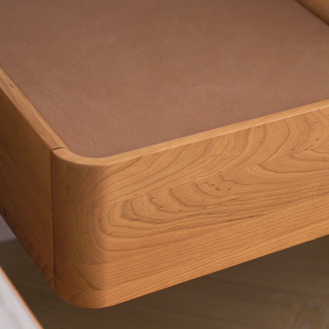 Scandinavian Cherry Wood Microfiber Leather Hanging Side Table LUNA