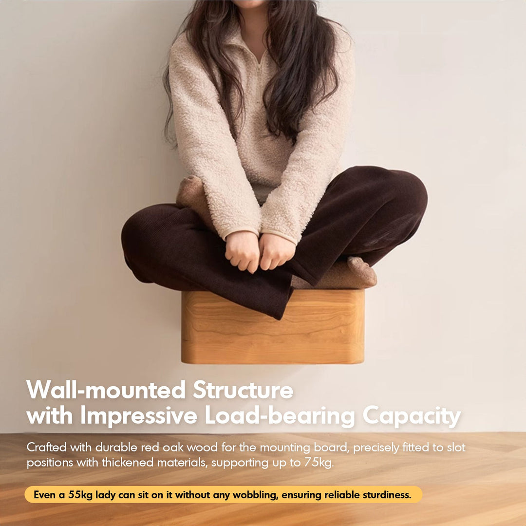 Scandinavian Cherry Wood Microfiber Leather Hanging Side Table LUNA