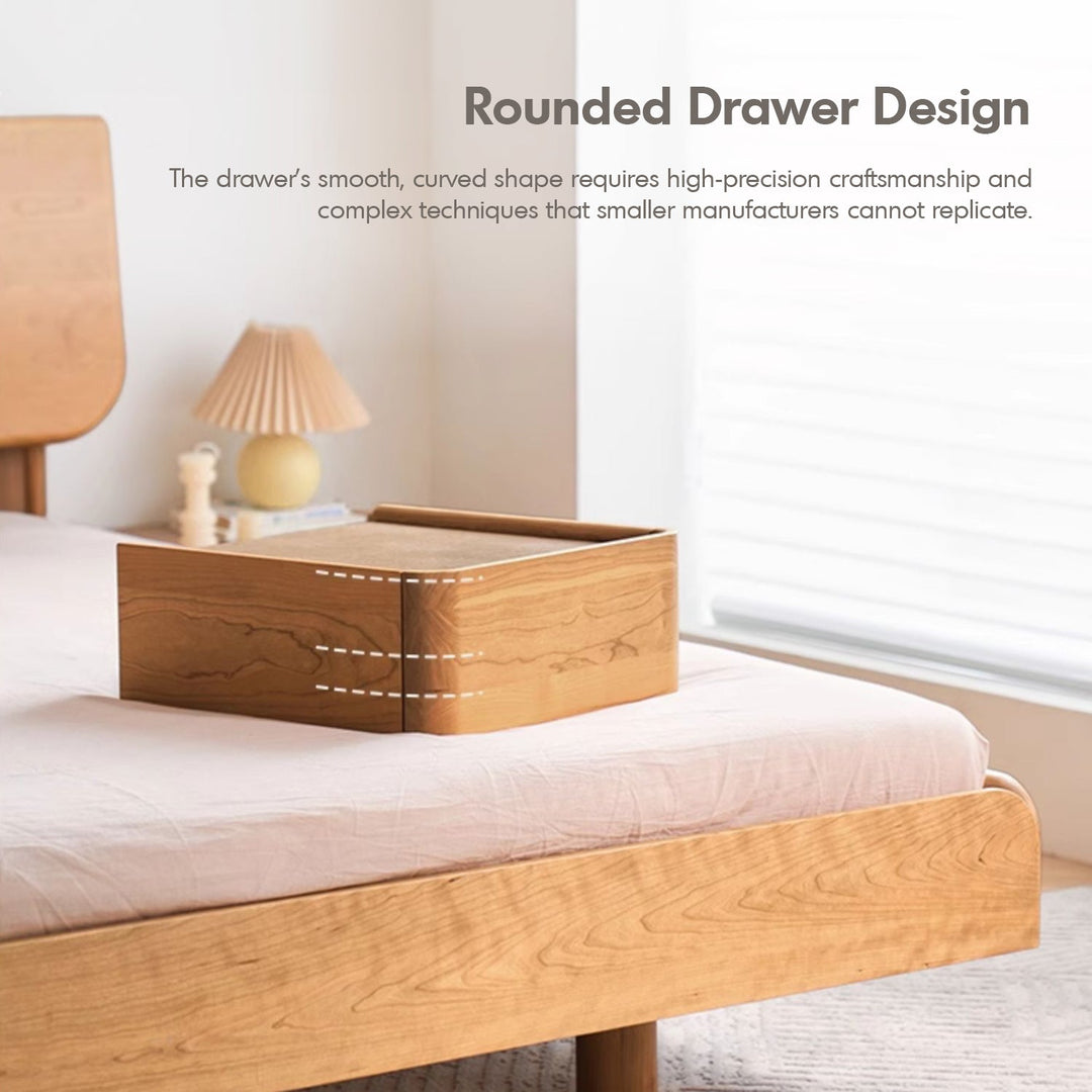 Scandinavian Cherry Wood Microfiber Leather Hanging Side Table LUNA