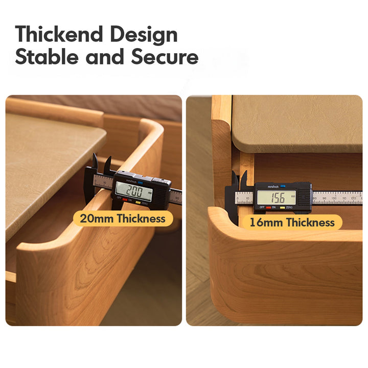 Scandinavian Cherry Wood Microfiber Leather Hanging Side Table LUNA