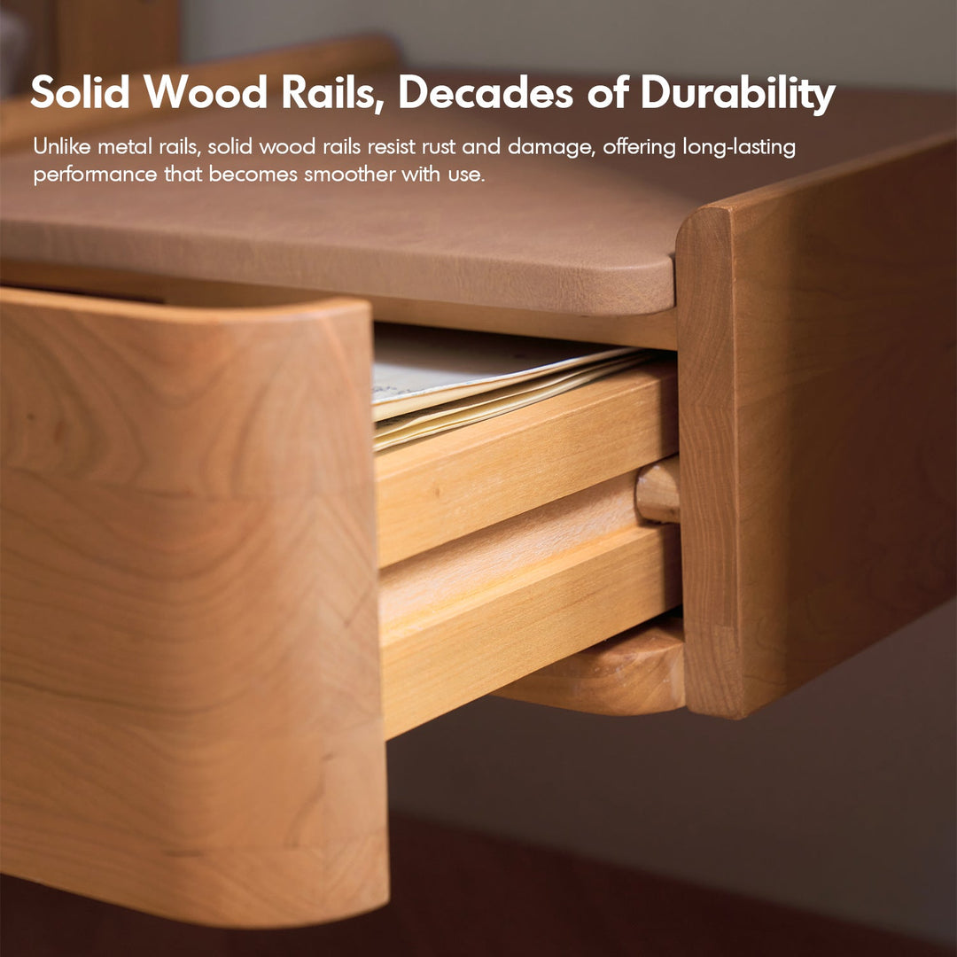 Scandinavian Cherry Wood Microfiber Leather Hanging Side Table LUNA