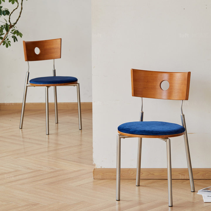 Bauhaus cherry wood mix weave fabric dining chair timeless conceptual design.