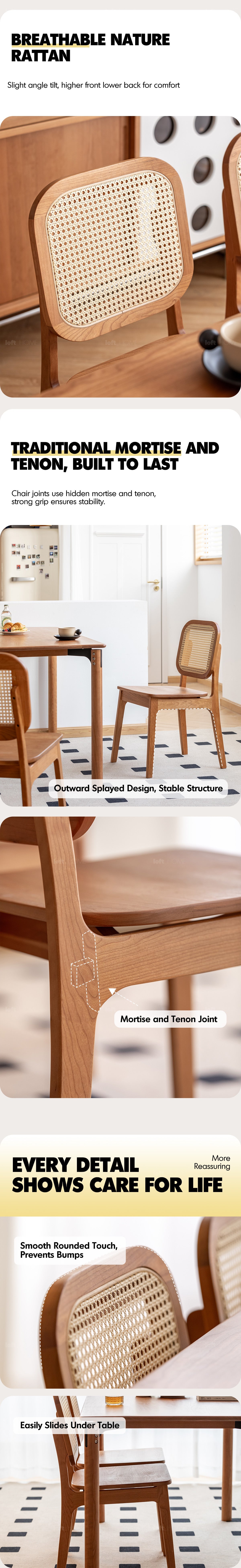 Scandinavian Cherry Wood Rattan Dining Chair NOOK More Details and Instruction_2