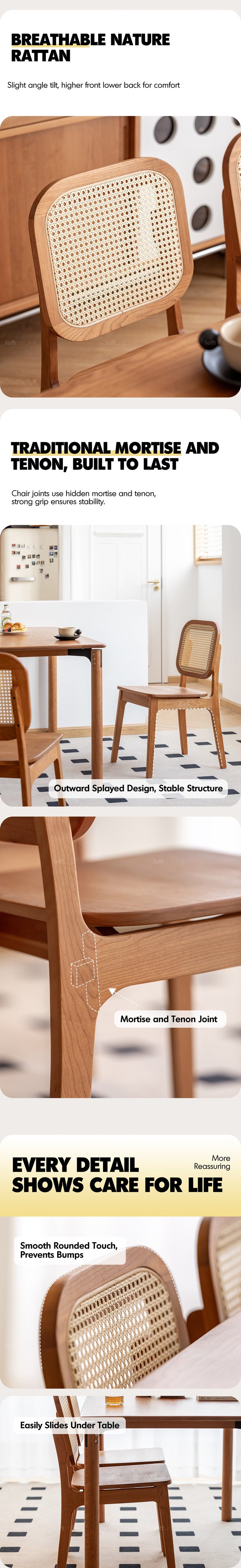 Scandinavian Cherry Wood Rattan Dining Chair NOOK More Details and Instruction_2