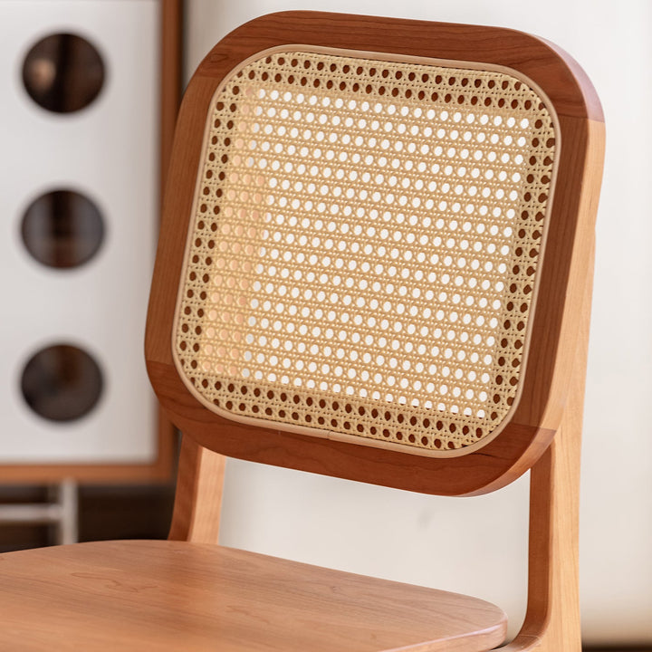 Scandinavian Cherry Wood Rattan Dining Chair NOOK