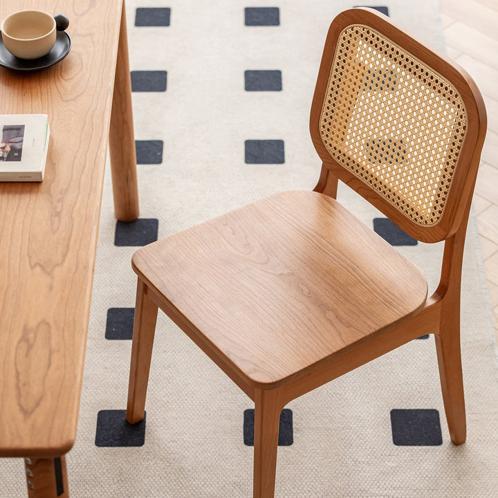 Scandinavian Cherry Wood Rattan Dining Chair NOOK