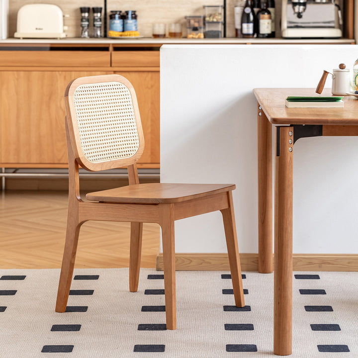 Scandinavian Cherry Wood Rattan Dining Chair NOOK