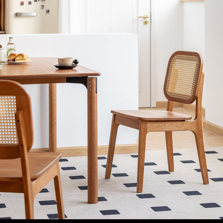 Scandinavian Cherry Wood Rattan Dining Chair NOOK