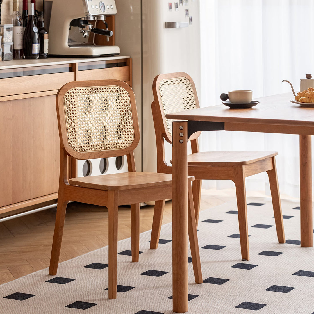 Scandinavian Cherry Wood Rattan Dining Chair NOOK