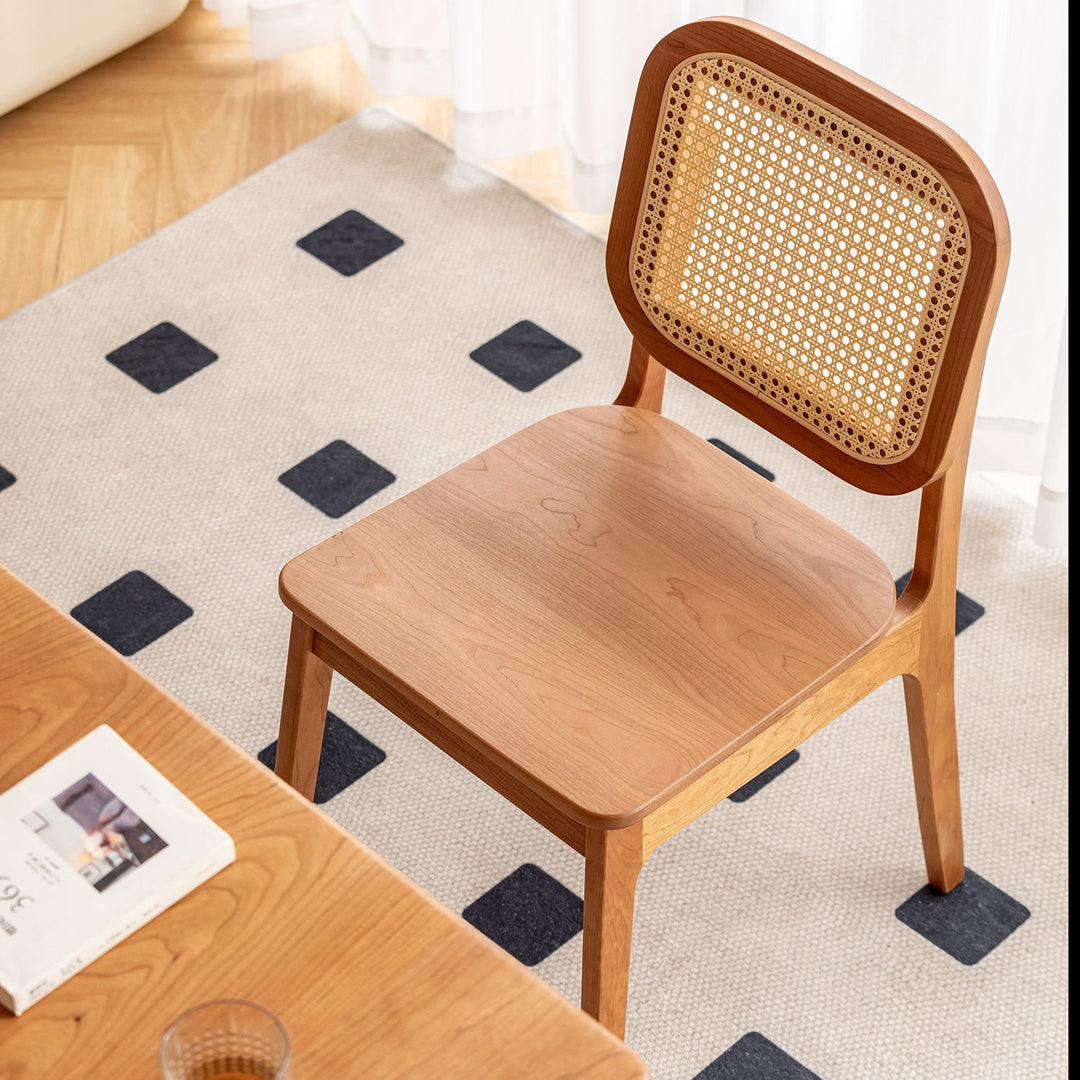 Scandinavian Cherry Wood Rattan Dining Chair NOOK