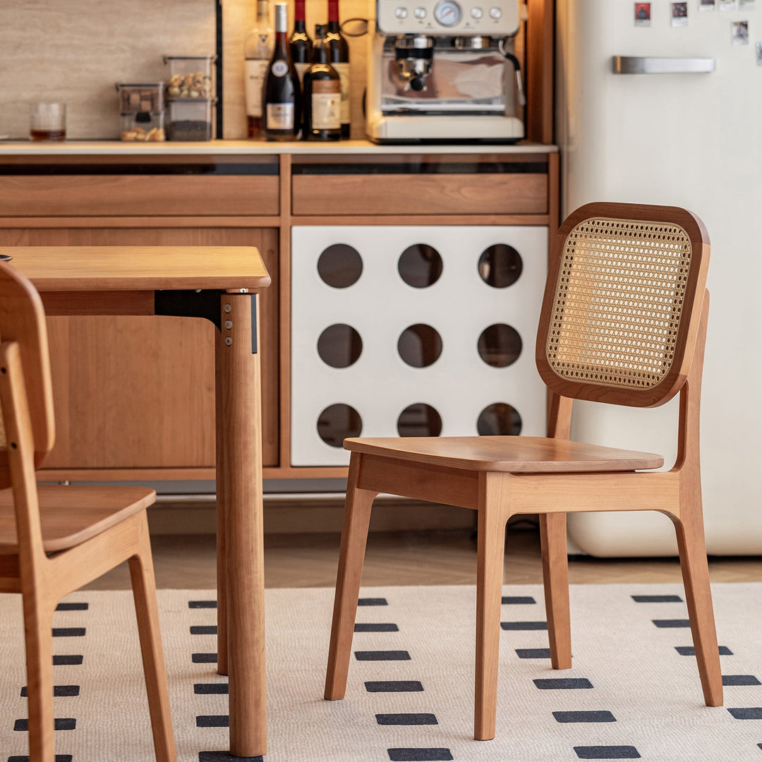 Scandinavian Cherry Wood Rattan Dining Chair NOOK