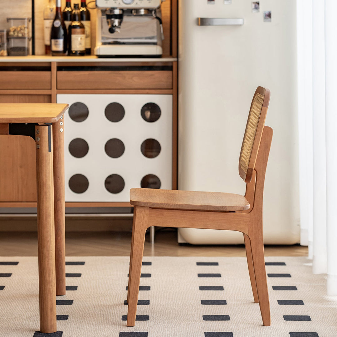 Scandinavian Cherry Wood Rattan Dining Chair NOOK