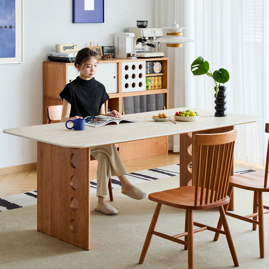 Scandinavian Cherry Wood Sintered Stone Dining Table TIMELESS