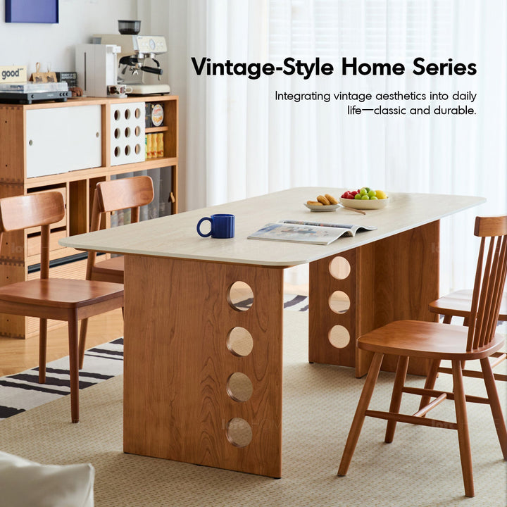 Scandinavian Cherry Wood Sintered Stone Dining Table TIMELESS