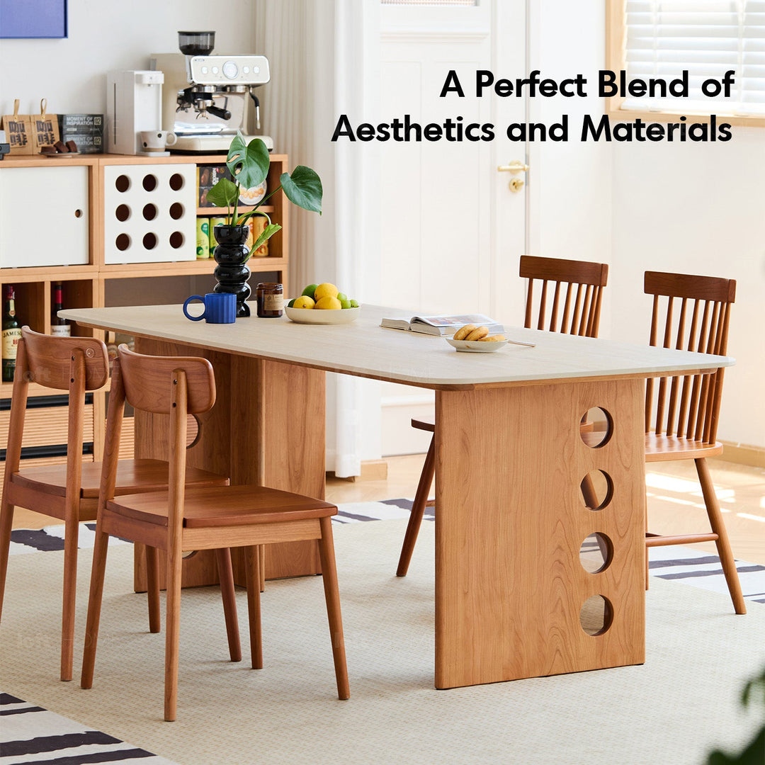 Scandinavian Cherry Wood Sintered Stone Dining Table TIMELESS