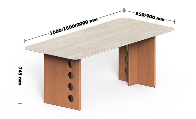Scandinavian Cherry Wood Sintered Stone Dining Table TIMELESS Size Chart