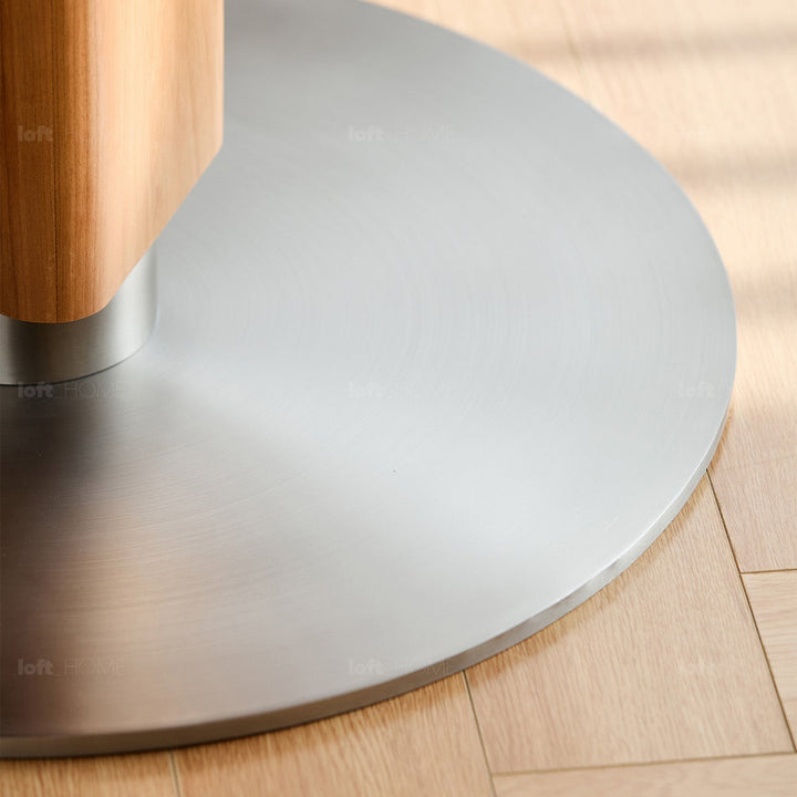 Scandinavian cherry wood sintered stone round dining table timeless conceptual design.