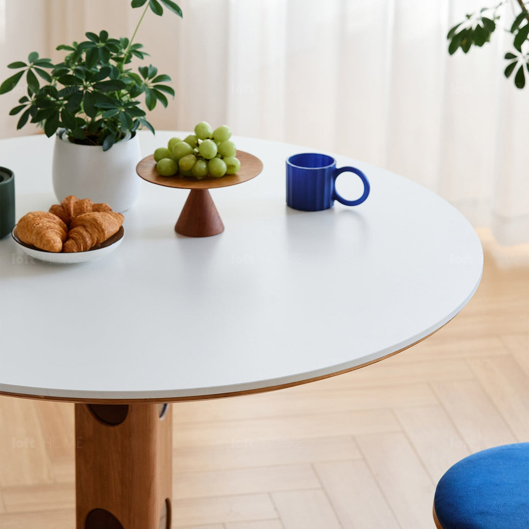 Scandinavian Cherry Wood Sintered Stone Round Dining Table TIMELESS