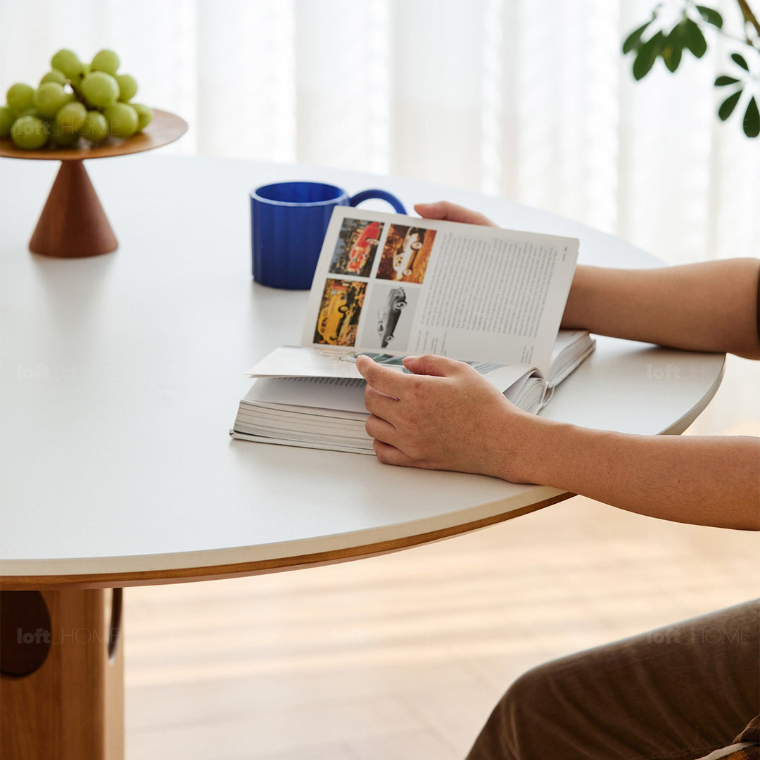 Scandinavian Cherry Wood Sintered Stone Round Dining Table TIMELESS