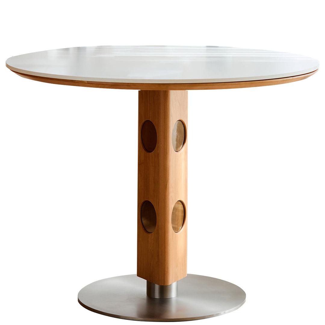 Scandinavian Cherry Wood Sintered Stone Round Dining Table TIMELESS