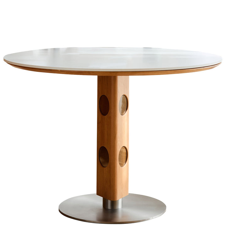 Scandinavian Cherry Wood Sintered Stone Round Dining Table TIMELESS
