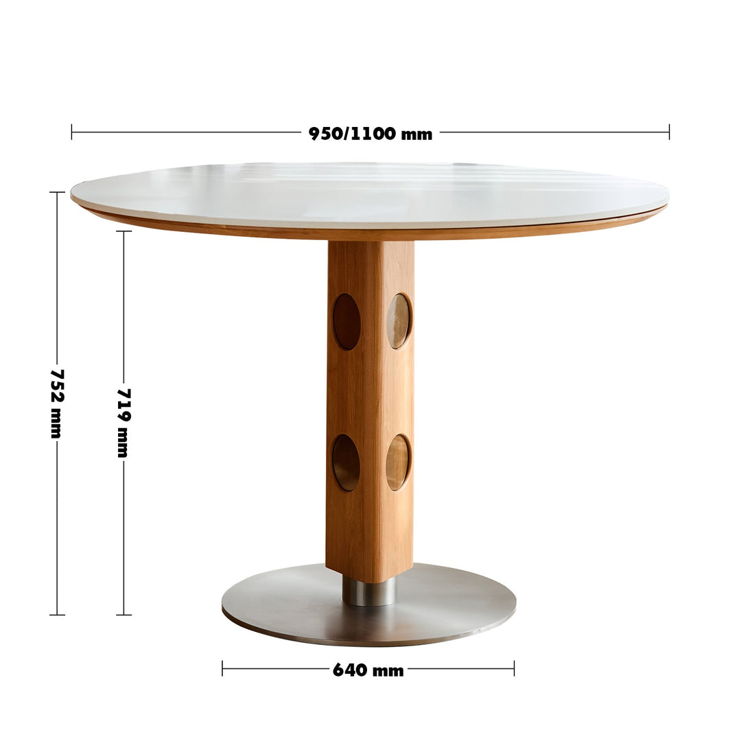 Scandinavian Cherry Wood Sintered Stone Round Dining Table TIMELESS