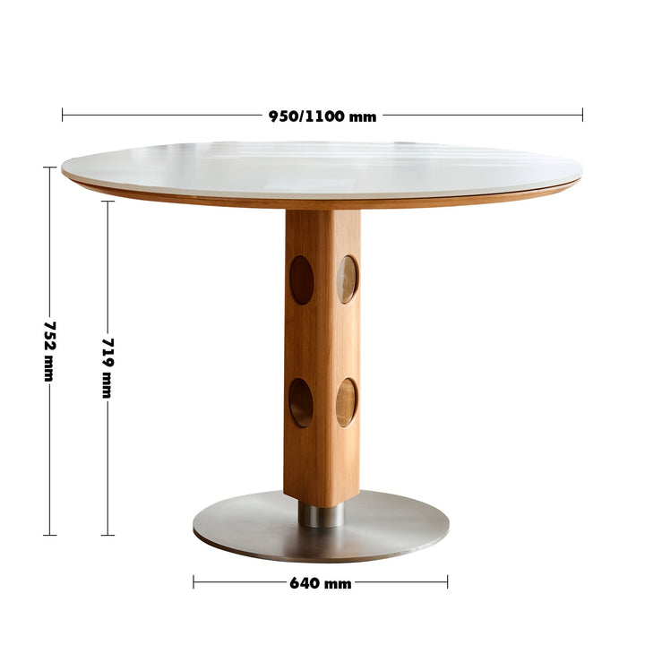 Scandinavian Cherry Wood Sintered Stone Round Dining Table TIMELESS