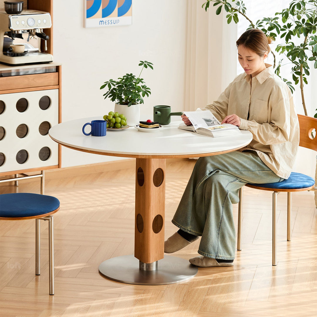 Scandinavian Cherry Wood Sintered Stone Round Dining Table TIMELESS