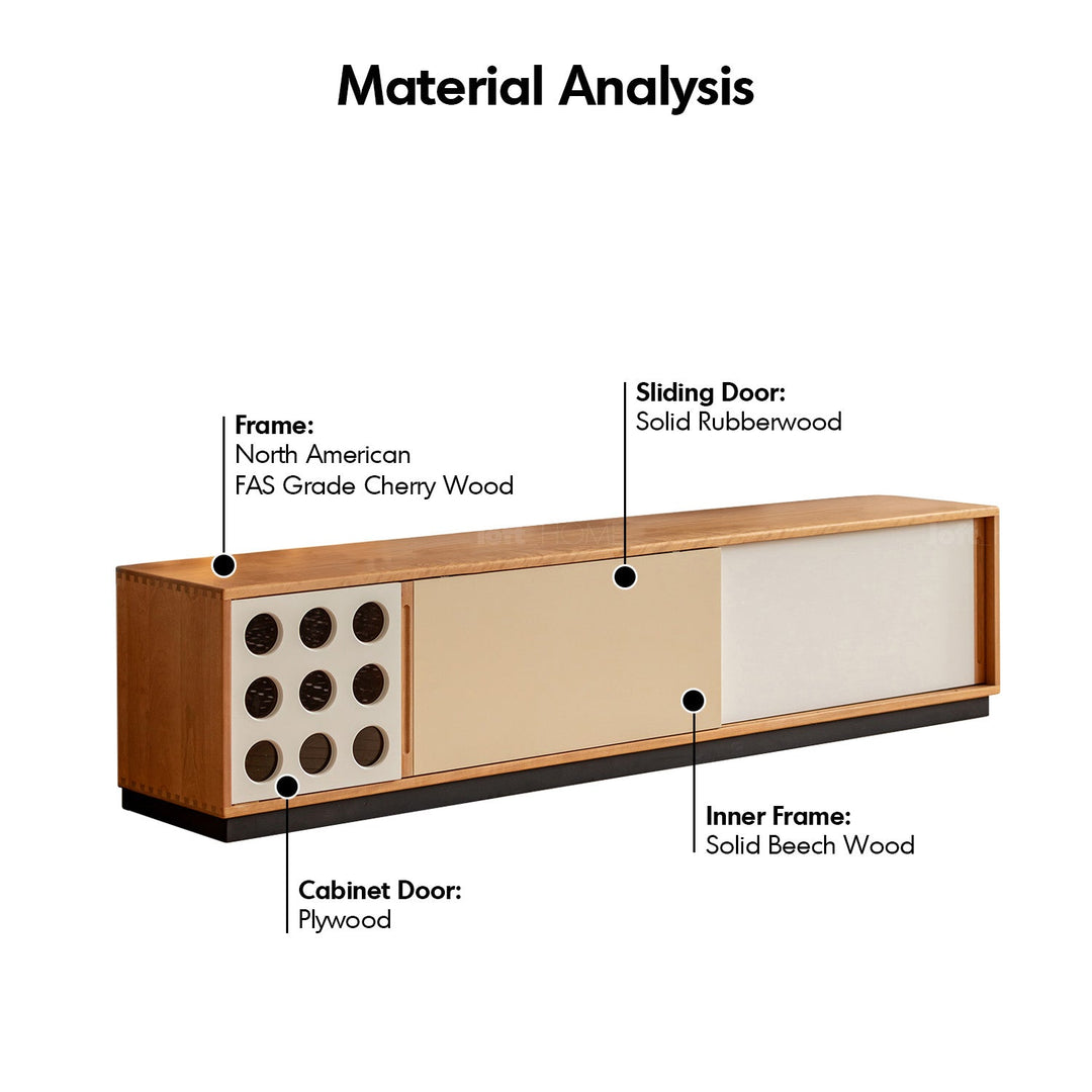 Scandinavian Cherry Wood Sliding Door TV Console TIMELESS