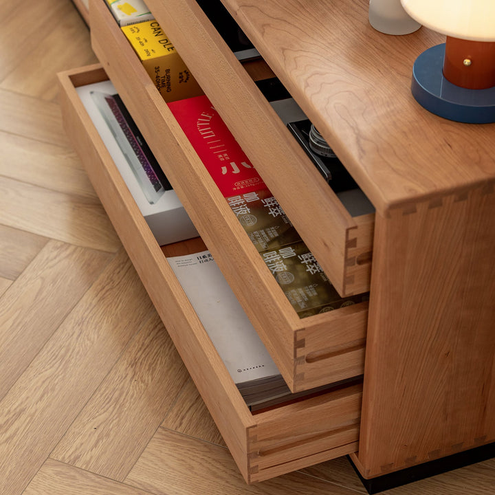 Scandinavian Cherry Wood Sliding Door TV Console TIMELESS