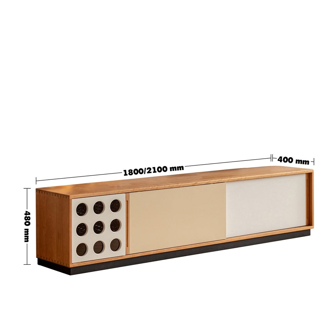Scandinavian Cherry Wood Sliding Door TV Console TIMELESS