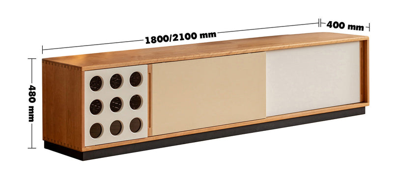 Scandinavian Cherry Wood Sliding Door TV Console TIMELESS Size Chart
