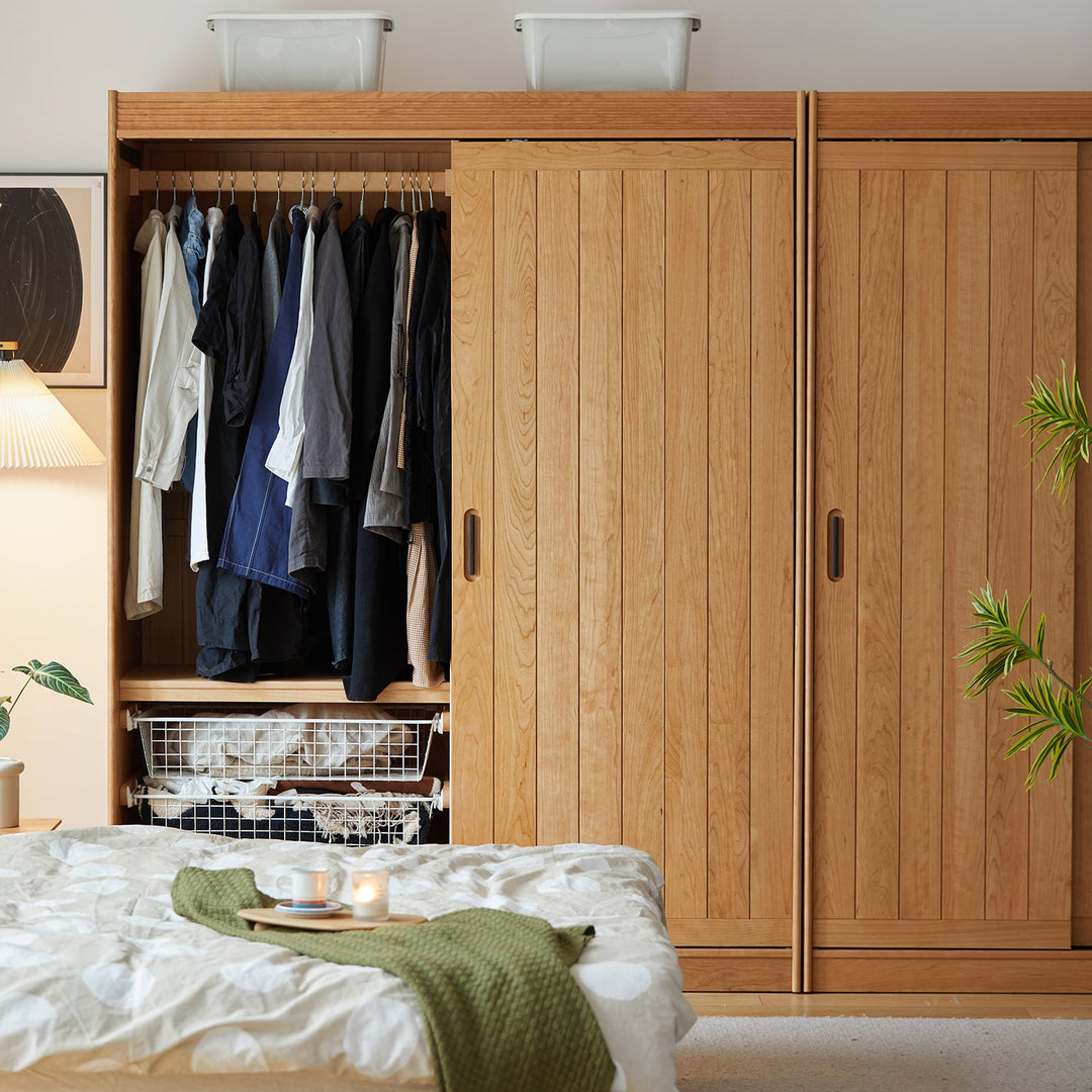 Scandinavian Cherry Wood Sliding Door Wardrobe NAVA