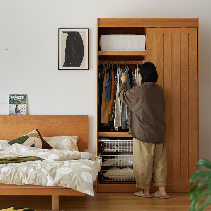 Scandinavian Cherry Wood Sliding Door Wardrobe NAVA