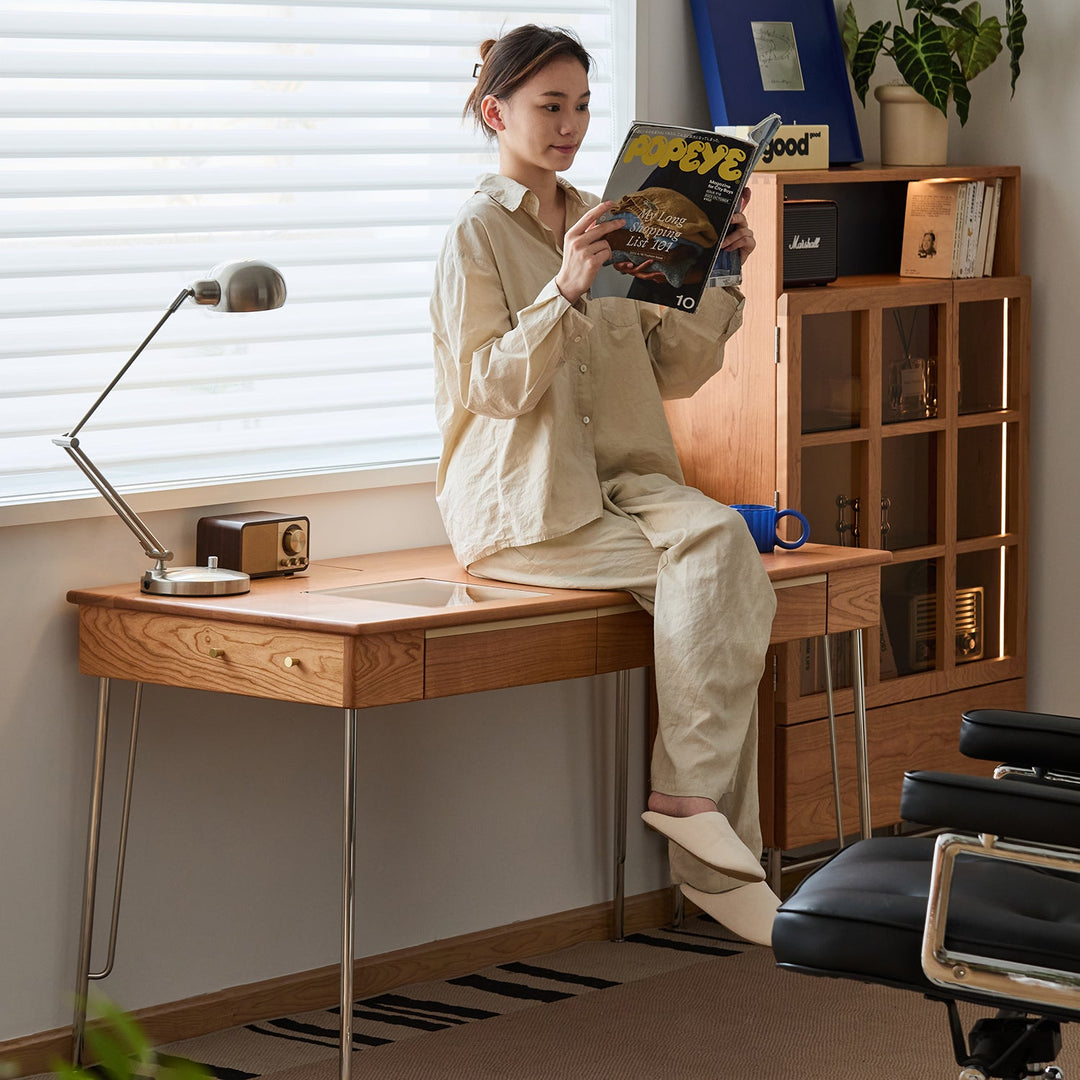 Scandinavian Cherry Wood Study Table TIMELESS