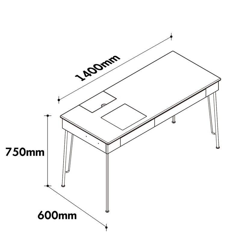 Scandinavian Cherry Wood Study Table TIMELESS Size Chart